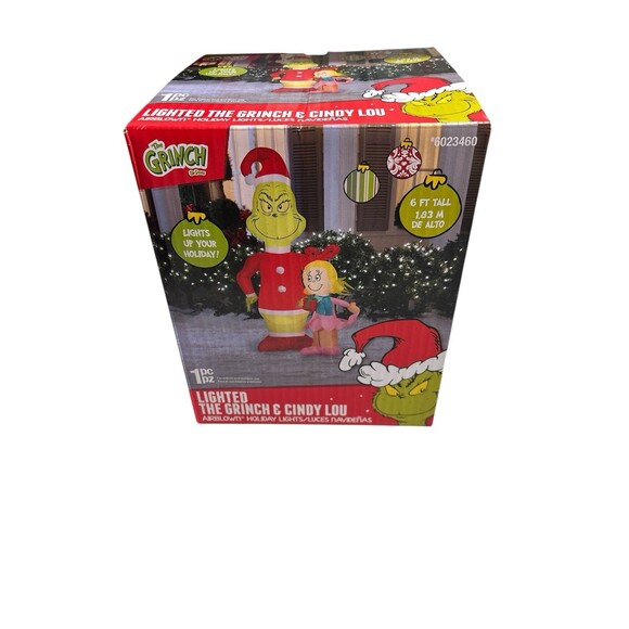 Gemmy Lighted The Grinch & Cindy Lou 6 Ft Airblown...